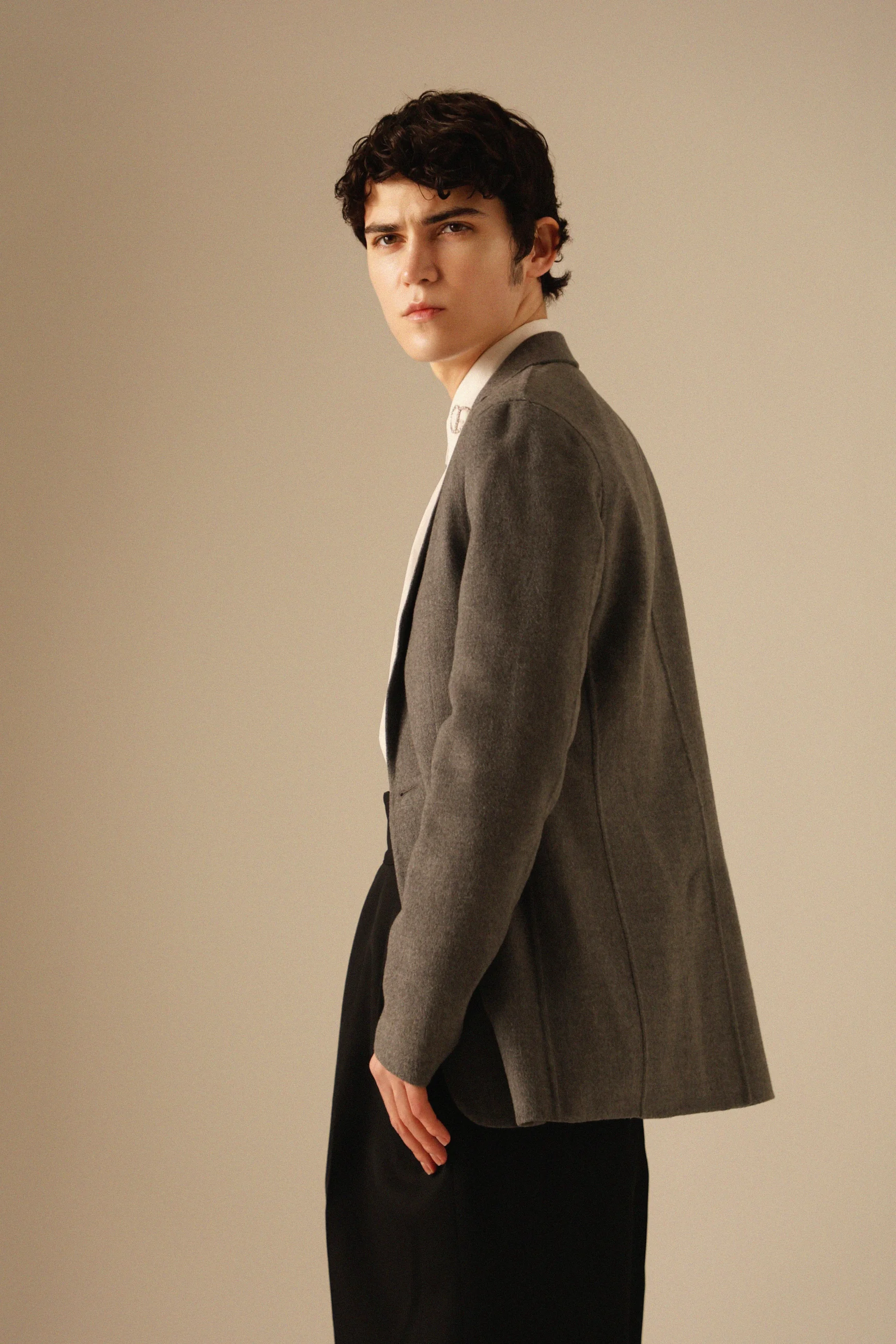 Gleb in a grey jacket, colour portrait